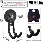 ULIBERMAGNET Garage Magnetic Hooks, 4 Pack Black Heavy Duty Large J Hooks with Magnet, Black Strong Anti-Slip Coating Magnet 