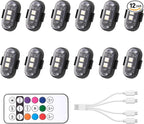 Wireless LED Strobe Light with Remote Control,8 Colors Waterproof Anti-Collision USB Charing Led Warning Lights,High Brightness Wireless LED Lights for Car Drone Truck Motorcycle Aircraft Bike (12)