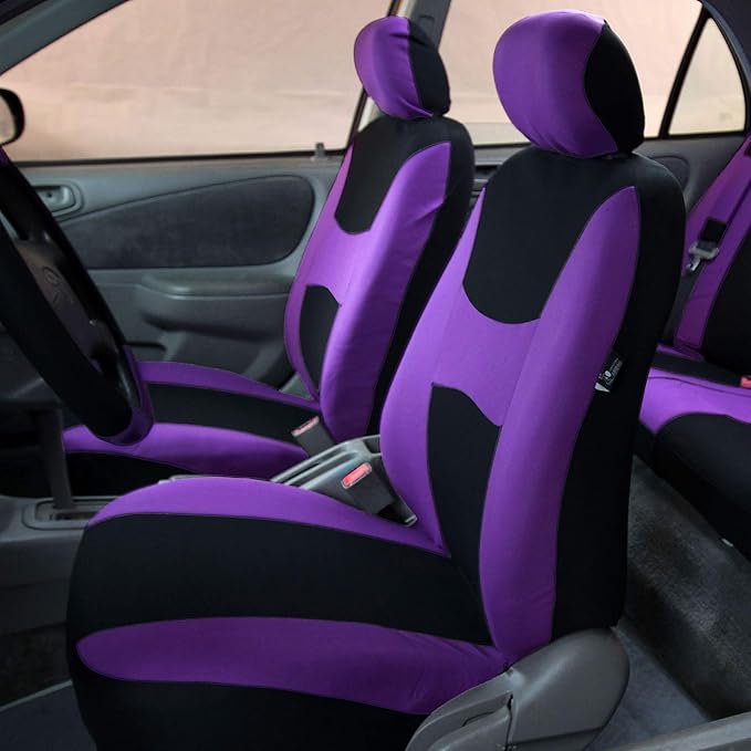 FH Group Light & Breezy Cloth Car Seat Covers, 7 Seater Three Row Set- Airbag & Split Ready -Universal for Cars Trucks and SU