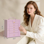 AKOZLIN Jewelry Box Organizer Functional Leather Jewelry Storage Case for Women Girls Ring Necklace Earring Bracelet Holder O