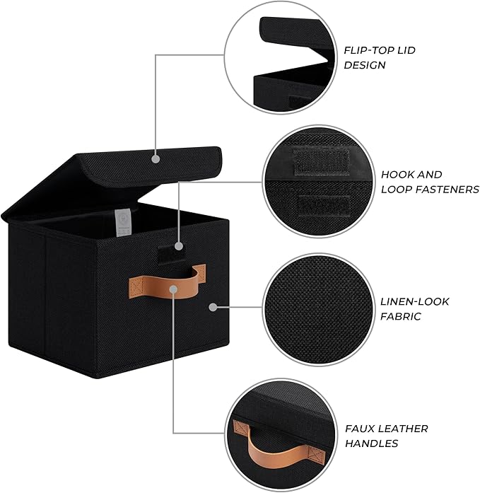 GRANNY SAYS Small Storage Bins with Lids, Small Storage Boxes, Shelf Baskets for Shelf, Collapsible Storage Bins for Living R