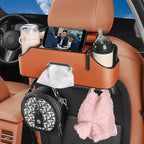 HOLDCY Car Back Seat Organizer with 2 Drink Cup Holder - Tissue Box and Storage Box Hook - Multi-functional Storage - Great for Kids and Travel (Orange)