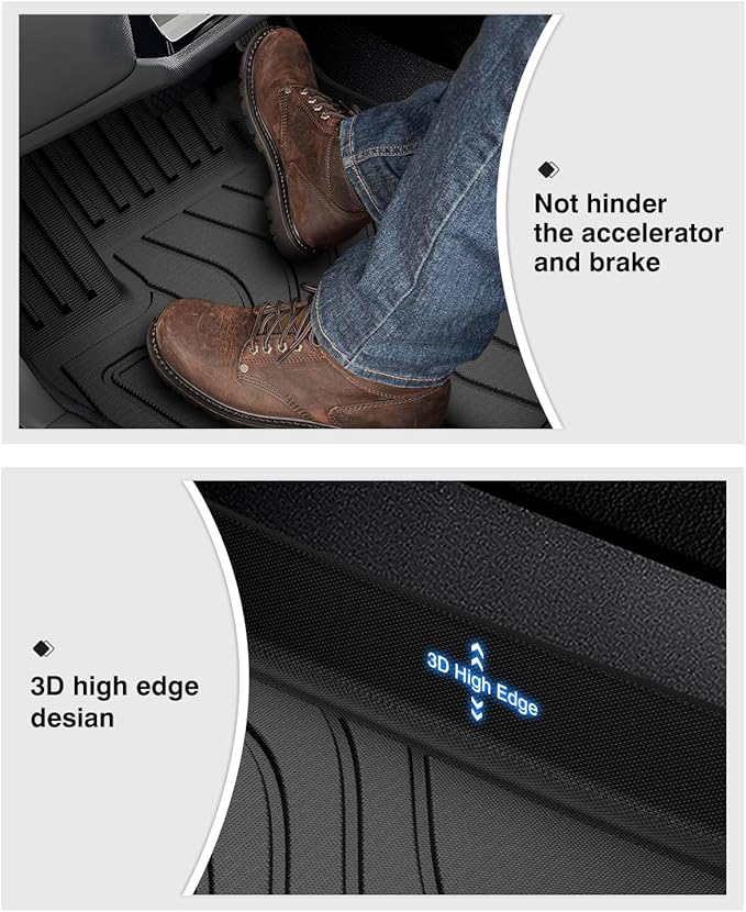 Powerty Floor Mats for Honda Accord 2023-2025 2026 (Include Hybrid) Accessories All Weather Floor Liner 3D TPE 1st & 2nd Row Floor Mat Heavy-Duty Floor Liners