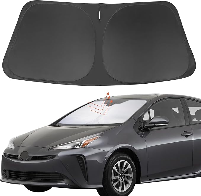 Front Windshield Sun Shade Foldable Car Front Window Sun Shade Windshield Shade Custom Fit for 2016-2022 Toyota Prius Hatchback Block UV Rays Accessories Heat Keep Cooler