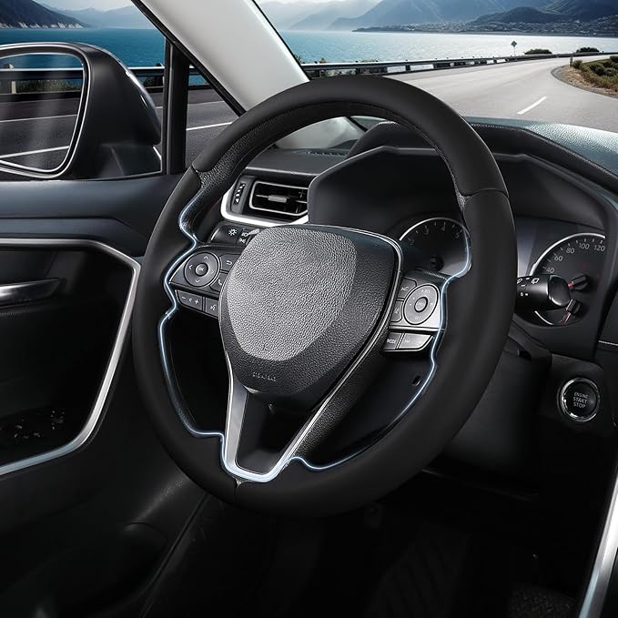 Fit for Toyota Steering Wheel Cover, Car Steering Wheel Cover for Toyota Corolla(2020-2026) Rav4(2019-2025) Camry(2018-2024) Venza(2021-2024) Avalon(2019-2022) Accessories (Black)