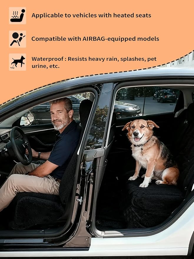 Universal Car Seat Cover Towel, Waterproof Washable Sweat Protection for Front Bucket Seats, Non-Slip Fit, Fits Cars SUVs Tru