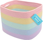 OrganiHaus Pastel Rainbow Basket - Colorful Woven Storage Basket for Playroom, Nursery & Classroom Decor & Toy Storage, 15x9x