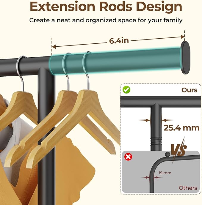 Clothes Rack for Hanging Clothes: Clothing Coat Garment Rolling Racks with Wheels Shelf Portable Closet Storage Organizer War