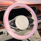 ZHOL Light Pink Steering Wheel Cover, Breathable Microfiber Leather Anti-Slip Cute Car Steering Wheel Cover for Women, Warm i
