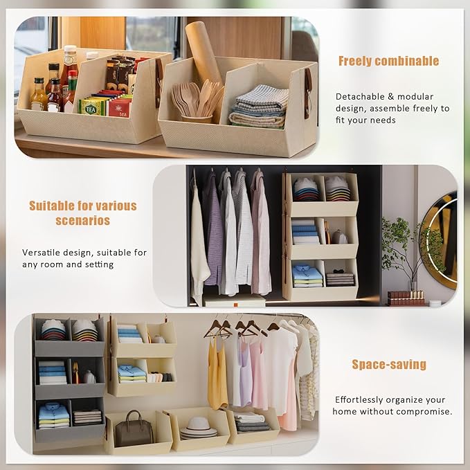 1 Pack,Extra Large Hanging Closet Organizer, Disassemblable Clothes Hanging Shelves,Collapsible Fabric Closet Storage System 