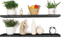 BGMG Wood Floating Shelves for Wall 54 inch Set of 2,Black Floating Shelves,Solid Wood Wall Mount Shelves for Bathroom Living