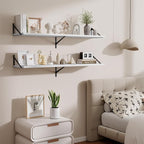 48inch Floating Shelves for Wall,10" Deep Floating Shelves with Metal Brackets,Wall Mounted Hanging Floating Shelf,Wide Displ