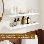 Dreamland 36Inch Floating Shelves for Wall, Rustic Wooden White Floating Shelves for Bathroom|Bedroom|Kitchen, Deep Wall Moun