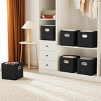 MAX Houser Fabric Storage Bins Cubes Baskets Containers with Dual Plastic Handles for Home Closet Bedroom Drawers Organizers 