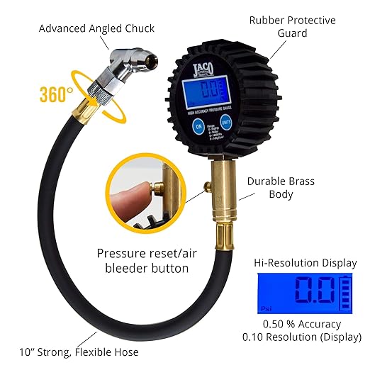 JACO Superior Products ElitePro Digital Tire Pressure Gauge - Professional Accuracy - 200 PSI