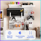 Keepo Peg Board Wall Organizer for Gaming Setup, Pegboard with Adhesives & Screw Mounts, Includes Peg Board Accessories for G