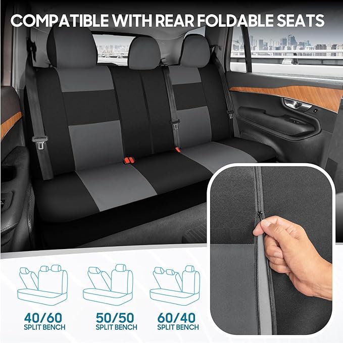 BDK PolyPro Car Seat Covers Full Set Combo with Front and Rear Waterproof All -Weather Car Floor Mats - Universal Fit Automot