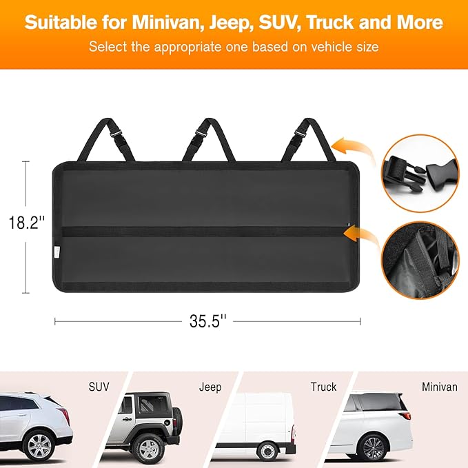 MoKo Trunk Organizer for SUV, Car Organizer with 10 Pockets Large Capacity & 3 Adjustable Straps for Easy Installation,