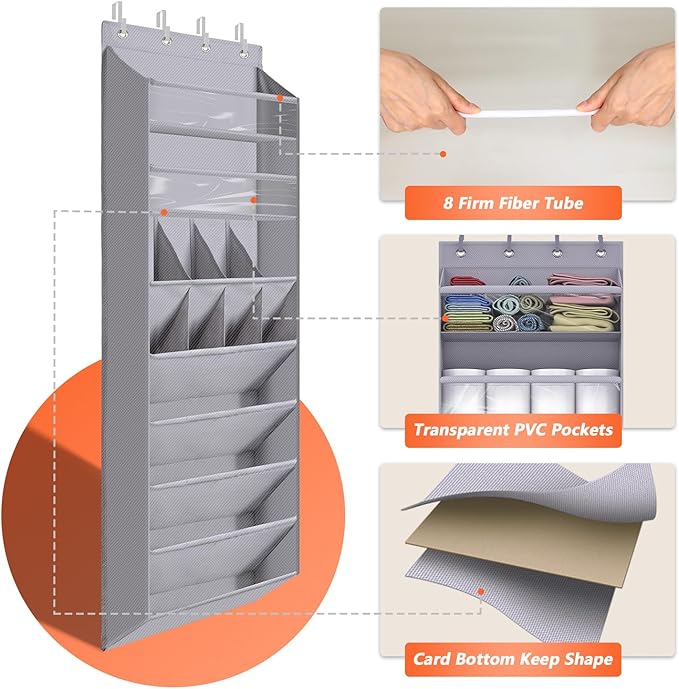 FENTEC 1 Pack Over The Door Shoe Organizer,68" Exlarge Deep Pockets Hanging Shoe Organizers, 8 Shelves Shoe Rack for Closet, 