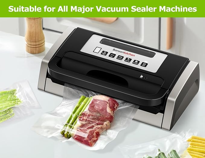 Bonsenkitchen Vacuum Sealer Bags, 20 Gallon 11" x 16"+ 80 Quart 8" x 12"+ 50 Pint 6" x 10", Commercial Grade, BPA Free, Food 