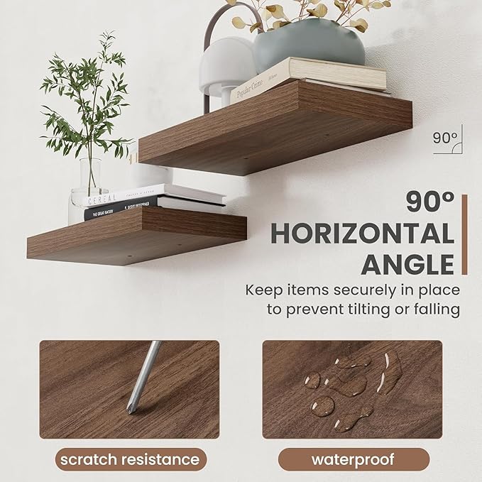 55 Inch Floating Shelves, 8 Inch Deep Floating Shelves for Wall, Hanging Shelf with Invisible Brackets, Deep Shelves for Bath