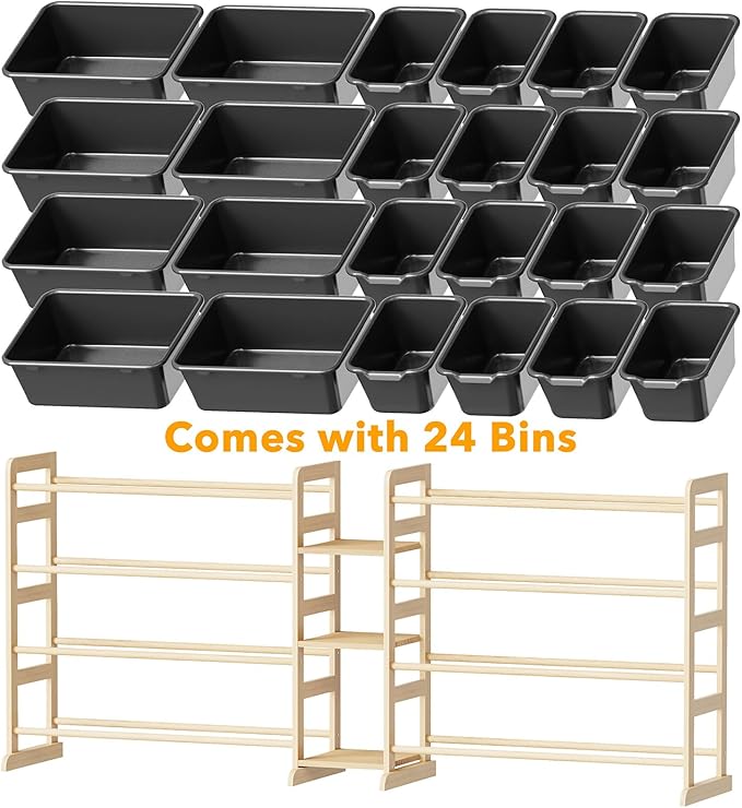 SpaceAid Large Toy Storage Organizer with 24 Bins and 3 Shelves, Toy Organizers Storage Bookshelf, Kids Bin Shelf Box Bookcas