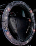 Fashion Car Ultra Bling Steering Wheel Cover with Sparkly Diamond Rhinestones, Gorgeous Accessory with Anti Slip Lining Extra Bling Especially Shiny Cat Exotic Universal (Silver)