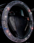 Fashion Car Ultra Bling Steering Wheel Cover with Sparkly Diamond Rhinestones, Gorgeous Accessory with Anti Slip Lining Extra Bling Especially Shiny Cat Exotic Universal (Silver)