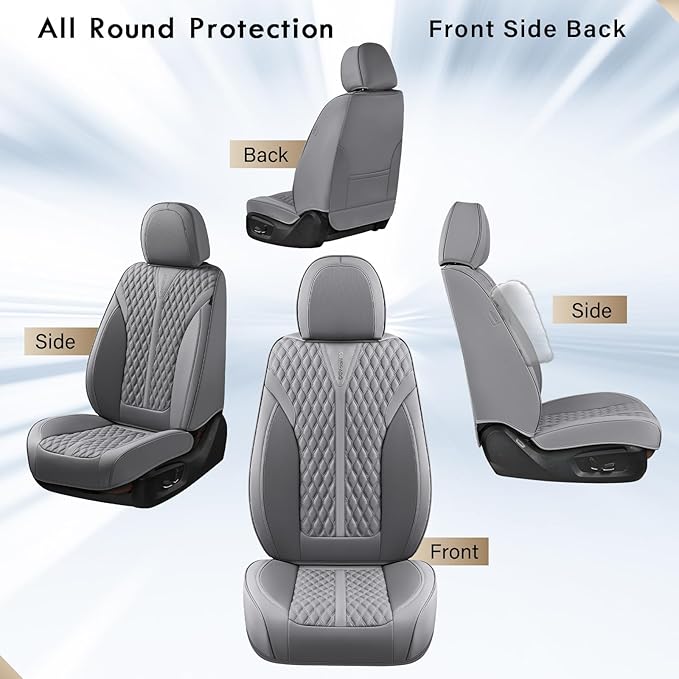 Coverado Front Seat Covers, Luxury Nappa Leather Seat Covers, Car Seat Covers Waterproof, 2 Pack Universal Seat Covers for Ca