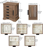 HOOBRO Jewelry Box for Women, Jewelry Organizer with Arc-Shaped Bottom, Wooden Jewelry Box, Side Transparent Window, Vertical