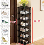 Vertical Shoe Rack - Tall Narrow Shoe Rack Organizer for Small Spaces,7 Tier Bamboo Shoen Shelf for Entryway,Closet,Corner,Do