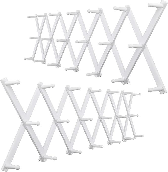 WEBI Accordion Wall Hanger,Expandable Wooden Coat Rack,Accordion Hat Rack for Wall,Accordion Hook Rack for Hats,Caps,20 Peg H