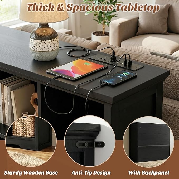 Aheaplus Wooden 12-Cube Storage Organizer with Charging Ports, Modern Cube Bookcase with Base, 4-Tier Floor Standing Open Cub