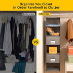 BrilliantJo 2 Pack 6 Shelves Hanging Closet Organizer with 2 Drawer, Hanging Storage with 4 Side Pockets for Clothes Shoes, 4