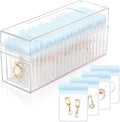HOMEHIVE Acrylic Jewelry Box Organizer, Clear Jewelry Organizer Holder with 20 Portable Anti Tarnish Jewelry bags, Travel Jew