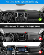 FIILINES Dash Cover for 2019-2025 Chevy Silverado 1500 2500HD 3500HD/2019-2023 GMC Sierra 1500 2500HD 3500HD(Only fit Silvera