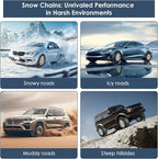 Qoosea Snow Chains Tire Chains for Car, Trucks, SUV Universal Emergency Snow Tire Chains, Adjustable Anti-Slip Tire Cables & 