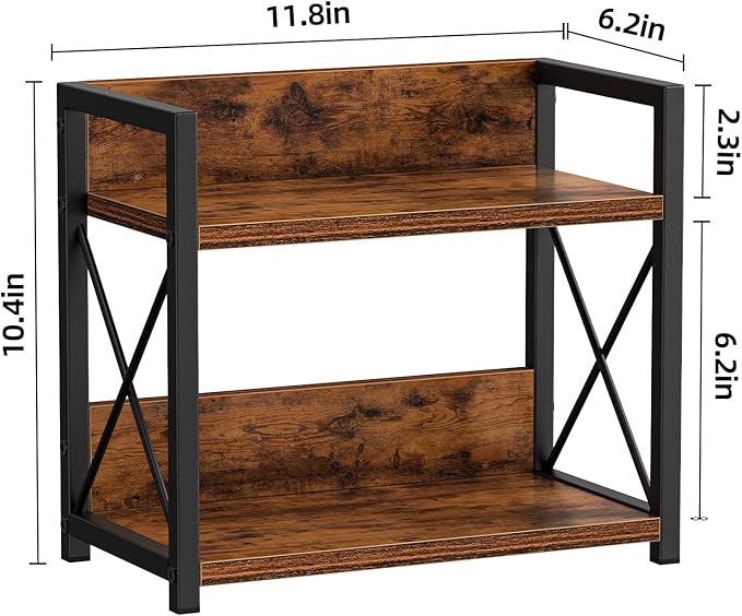 Giikin Countertop Shelf Organizer, 2 Tier Kitchen Spice Rack for Countertop, Wood Coffee Counter Shelf Organizer for Home (Br