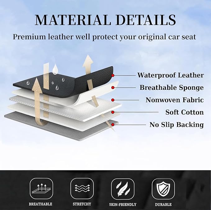 Coverado Seat Covers, Car Seat Covers Front Seats, Beige Seat Cover, Waterproof Car Seat Cushion, Front Car Seat Covers Leath