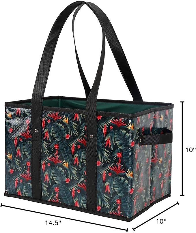 Foraineam Reusable Grocery Bags Set Durable Heavy Duty Tote Bag Collapsible Grocery Shopping Box Bag with Reinforced Bottom