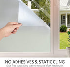 HIDBEA Frosted Window Privacy Film Heat Control UV Blocking, Static Cling Non-Adhesive Reusable Door coverings for Bathroom Home Office (Frosted 23.6 Inch x 9.8 Feet)