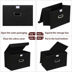 STOREONE Fabric Storage Cube Bins Foldable Organizer Container Collapsible Basket with Lids and Metal Handles, for Home, Bedr