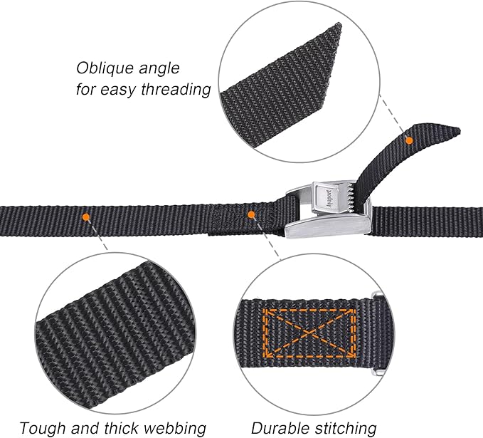 Ayaport Cam Buckle Lashing Straps with Stainless Steel Cam Buckle 1650lbs Break Strength 6ft Tie Down Packing Straps