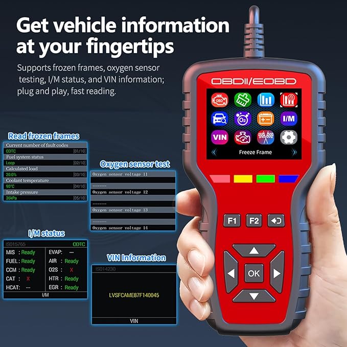 obd2 scanner K2 obd2 scanner diagnostic tool scanner for cars, car code reader with freeze frame, oxygen sensor testing,LCD