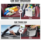 LXUNYI Car Seat Organizer, Updated Large Leather Backseat Car Organizer with Cup Holders Multifunctional Over the Car Seat Storage Organizer Bag Hanging Car Seat Back Organizers for Kids (Gray 2Pack)