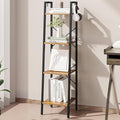 Hzuaneri Ladder Shelf, Bookshelf Bookcase, Freestanding Corner Storage Shelve with 2 Hooks for Home Office, Living Room, Kitc