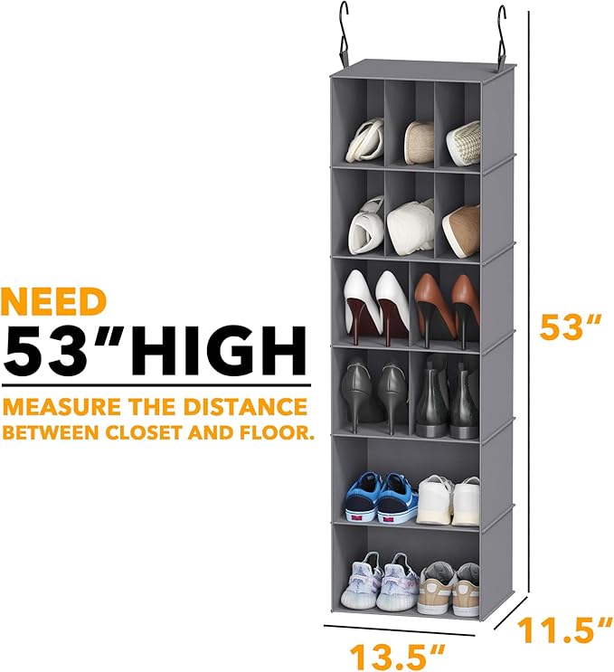 SpaceAid 2 Pack Hanging Closet Organizer and Storage with Dividers, 24 Compartments Hanging Shoe Shelves for Closet, Wardrobe