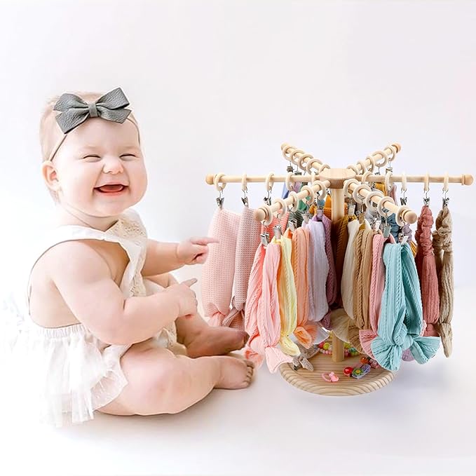 POVETIRE Headband Holder Bow Organizer for Girls,360 Rotating Hair accessories Organizer Storage Baby Headband Display Stand 