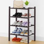 Smiry Shoe Rack, 4 Tier Thick Small Bamboo Shoe Organizer, Stackable Free Standing Wooden Shoe Storage Shelf for Closet, Entr