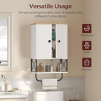 MAHANCRIS Bathroom Wall Cabinet with 2 Door and Adjustable Shelf, Medicine Cabinet with Towel Rack, 3-Tier Wall Mounted Stora